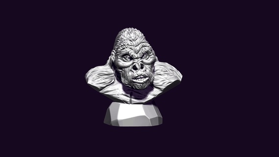 gorilla bust evil animal 3dprinting kong taxidermy monkey sculpture statue chimpanzee miniatures mammal 3d print model - Mito3D