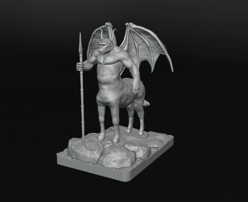 gorilla centaur demon animal evil wings spear weapon fly monkey beast villain centaurs horse horns mythology tabletop fantasy decoration sculpture miniature 3D print model - Mito3D