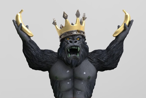 gorila diamantes bananas banana macaco gorilla 3d rei king 3d print model - Mito3D