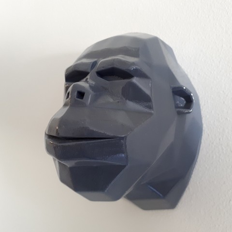 gorila cabeça lowpoly a arte parede decorativos 3D print model - Mito3D