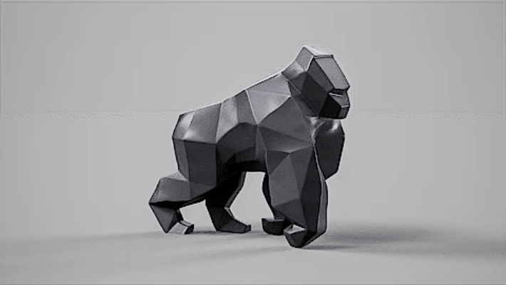 gorilla lowpoly poligono gorila poligonale arte poli 3d print model - Mito3D