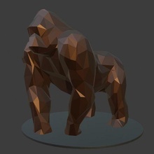 goril düşük poli deko dekorasyon Sanat geometrik hayvan vahşi doğa 3d print model - Mito3D