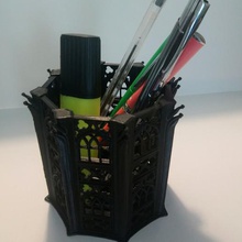 gothic-inspired decorative pencil pot home house deco gothic desk 3d print model - Mito3D