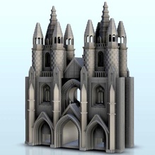 gothic arch double towers - medieval flames war bolt action modern warhamme architecture dark age house thumbnails building scenery wargame figures game land warhammer games accessories 3d print model - Mito3D