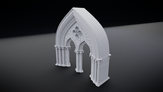 Gotico arco architettura architettonico Chiesa medievale vecchio marmo religione porta esterno finestra miniature 3d print model - Mito3D