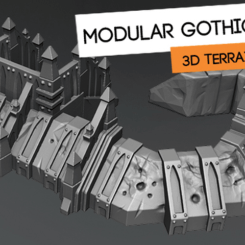 gothic barricade set game miniature tabletop war wargame wargaming warhammer warmahordes 3D print model - Mito3D
