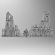 basilica gotica di warhammer rovine terreno 28mm gioco giocattoli accessori 40k wargame 3d print model - Mito3D