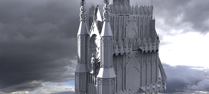 gothic cathedral cult architecture 3 medieval village power industrial halloween horror cthulhu architectural castle zombie building ruin ancient scary fantasy haunted magic exterior street 3d print model - Mito3D