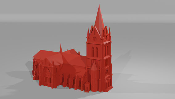 gothic church goth god monastery architecture cathedral nave pinnacles towers spirals brick red 3d print model - Mito3D