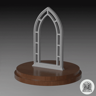 gothic church arch window shelf art frames 3d printed dark decor design printable home spooky diy haunting style art aesthetic printing projects creepy crafts interior 3d print model - Mito3D