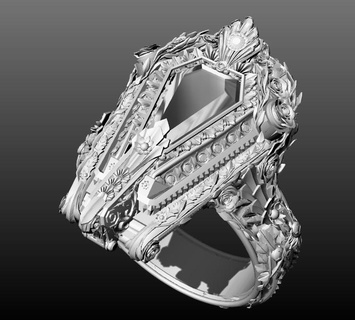 gótico ataúd anillo joyería joya oro imprimible diamante libra esterlina plata Moda flores enganchar anillos 3d print model - Mito3D