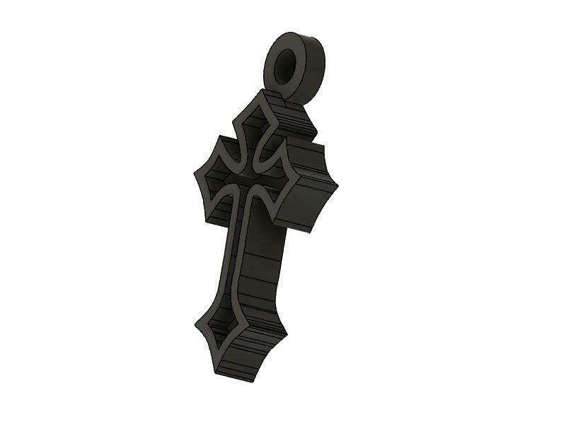 gothic cross pendant necklace keychain 3D print model - Mito3D