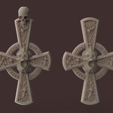 gothique traverser crânes bijoux crâne scand symbole sombre religion rune mort mystérieux crier homme style moderne acier 3d print model - Mito3D