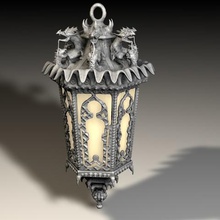gótico de la linterna casa fantasía lámpara luz del led iluminación los dragones 3d print model - Mito3D