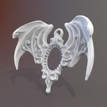 gothic Halskette Flügel Schmuck Anhänger ring Halter keysholder Schlüssel office home Skulptur Kunst 3d print model - Mito3D