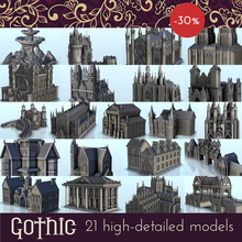gothic pack - modern medieval age sigmar fantasy warhammer architecture house thumbnails building scenery wargame figures game land games accessories saga 3d print model - Mito3D