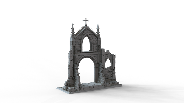gotisch ruinen gebäude überreste 5 architektur griechenland griechisch haus zug modell mitte alter schloss mittelalterlich innere außen 40 3d print model - Mito3D