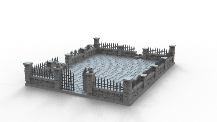 gothic ruins - graveyard courtyard architecture greece greek house train model middle ages castle medieval interior exterior 40 building 3d print model - Mito3D