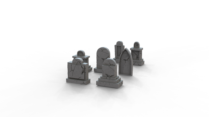gothic ruins - set of gravestones headstones architecture greece greek house train model middle ages castle medieval interior exterior 40 building 3d print model - Mito3D