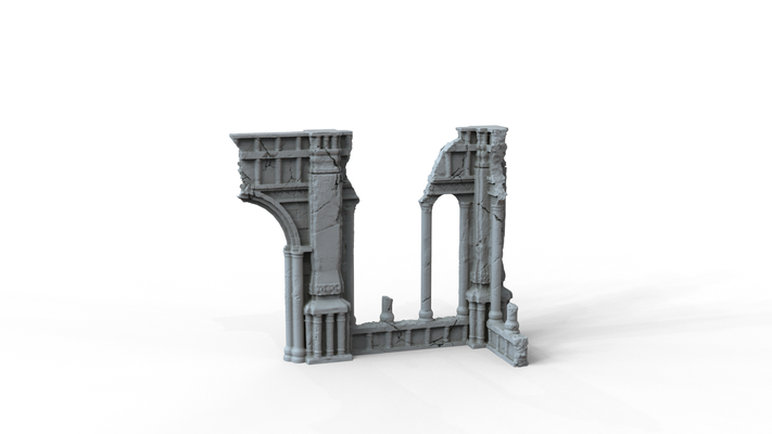 gothic ruins - wall corner game greece greek house architecture train model middle ages castle medieval interior exterior 40 building 3d print model - Mito3D