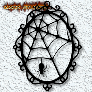 gothique toile d'araignée mur art Goth araignée décor Halloween décoration hanté miroir lanterne maison effrayant horreur cimetière libre Accueil 2d faible poly 3d print model - Mito3D