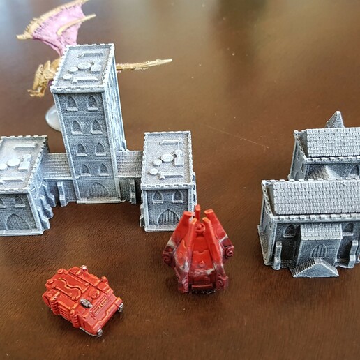 gothic style buildings 6mm 1 285 scale gaming terrain battletech epic40k 1/285 wargame 3D print model - Mito3D