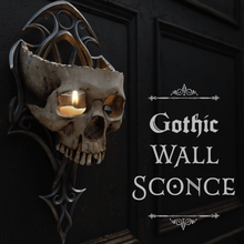 gotik duvar aplik cadılar bayramı kafatası mum süslü ürpertici 3d print model - Mito3D