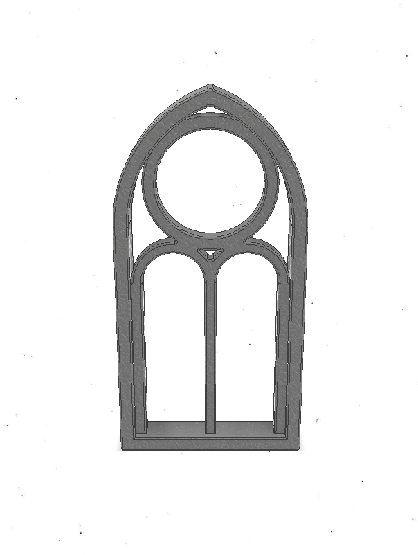 gótico janela 1 arco Rosetone catedral Igreja construção personalizado velho 3D print model - Mito3D