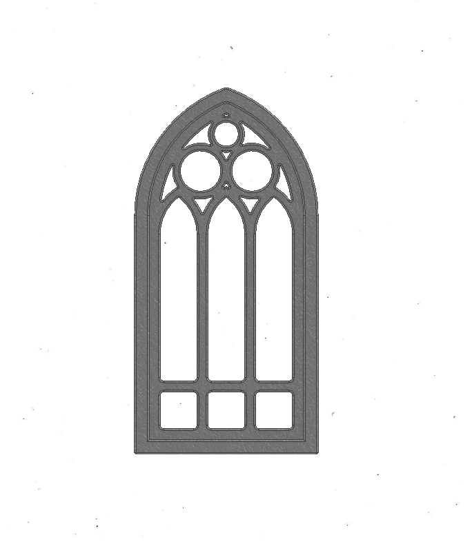 gótico ventana 2 arco Roseton catedral Iglesia edificio personalizado antiguo 3D print model - Mito3D