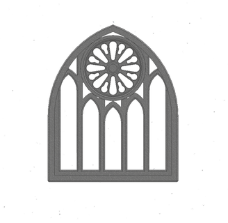 gothique fenêtre 5 cambre roseton cathédrale église bâtiment personnalisé vieux 3d print model - Mito3D