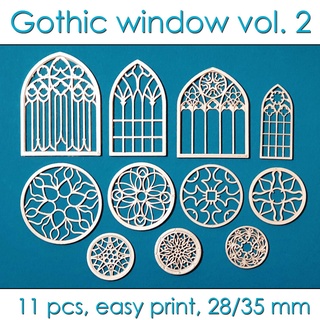 gotik pencere vol2 mimari bina dış kapı dekorasyon ev kilise kale Ortaçağa ait 3d print model - Mito3D
