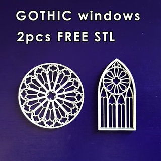gothic windows 2 pcs creativity art romanesque design decoration vintage rossete brick church cathedral architectural window 3d print model - Mito3D