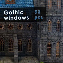 Gotico finestre impostato architettura Cattedrale gioco guerra modello medievale 3d print model - Mito3D