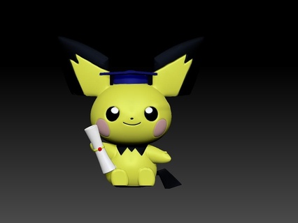 laurea Pichu arte Pichu giocattolo Pokemon arte anime Pikachu laurea 3d print model - Mito3D