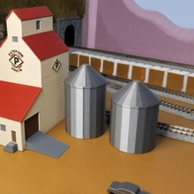 de grão em silos n-escala arquitetura model railroad 3d print model - Mito3D