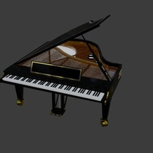grand piano model 3d music classic decoration high detail gold 3d print model - Mito3D