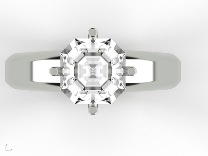 grand piano ring 45 us 7x7 square emerald cut design size tolerance stl diamond engagement wedding 3d print model - Mito3D
