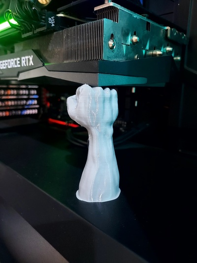 graphic card stand gpu support fist shape pc accessories 3d printed computer gaming desktop art sculpture decoration tools 3d print model - Mito3D