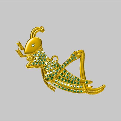 grasshopper necklace jewelry animal design trend 3D print model - Mito3D