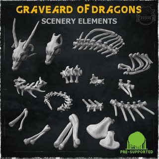inciso draghi scenario elementi gioco guerra basi toppers 20 osso Drago fantasia cranio dnd elemento dioramma 3d print model - Mito3D