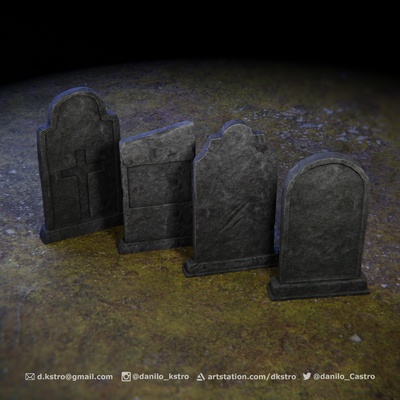gravestone stones tombstone city cemetery halloween death horror rock miniature 3d print model - Mito3D