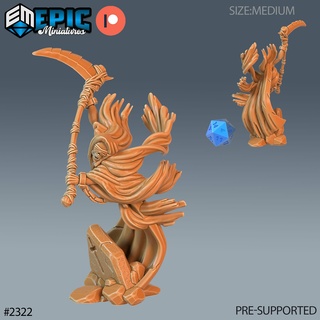graveyard ghost scythe dnd miniature tabletop miniatures gaming monster 3d model rpg dndminis stl file epic-miniatures dndminiatures 3dprint 3dminiature printedminis 3dprinting dungeon fantasy roleplaying dragon warrior undead pre-supported 3d print model - Mito3D