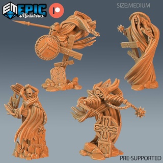 graveyard ghost set dnd miniature tabletop miniatures gaming monster 3d model rpg dndminis stl file epic-miniatures dndminiatures 3dprint 3dminiature printedminis 3dprinting dungeon fantasy roleplaying dragon warrior undead pre-supported 3d print model - Mito3D
