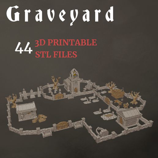 graveyard late pledge - tabletop terrain dnd rpg scatter 3D print model - Mito3D