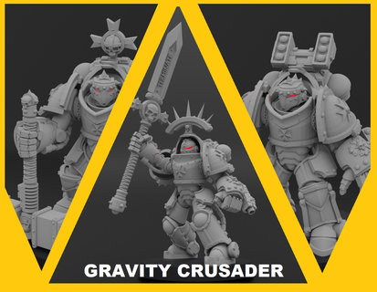 gravity crusader squad Game thunder hammer black templar space marine knight gravis sword brother primaris lightning claw 3d print model - Mito3D