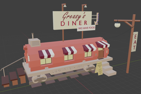 gravity falls - greasy diner gravity mystery shack dipper mabel soos grunkle house hut merch greasy diner diner art  3d print model - Mito3D