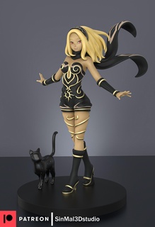 gravité ruer kat 3d imprimable figure art ruée anime anime3d anime3dprint sculpture femme chat fille sculptures 3d print model - Mito3D