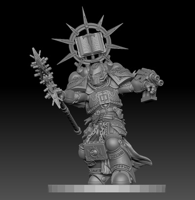 gray knight 5 librarian game conversion truescale marine space wh40k wargaming 28mm grey martian base supported fixed body repear kill team gk primari 3d print model - Mito3D