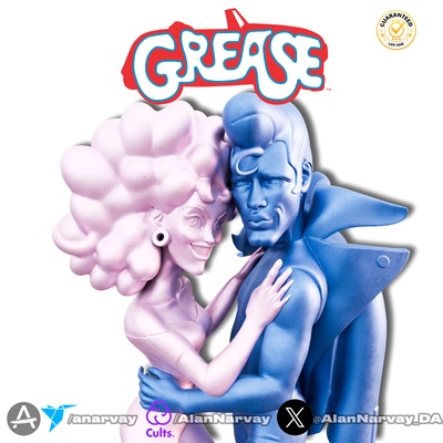 grease fan art danny & sandy art movie hollywood john travolta actor old vintage musical statue figure ready stl 3d print model - Mito3D