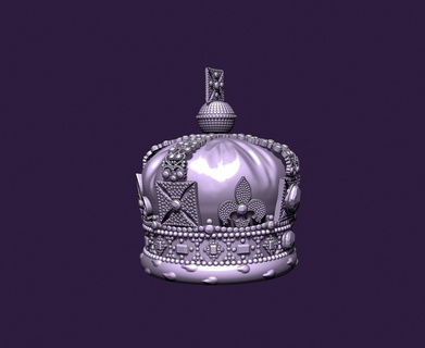 génial bretagne couronne imprimable reine Roi Royal or tiare bijoux royalties gemme rétro brillant luxe ancien argent 3d print model - Mito3D